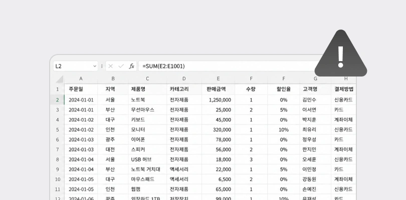 엑셀 데이터 분석 미션 가이드 페이지 예시