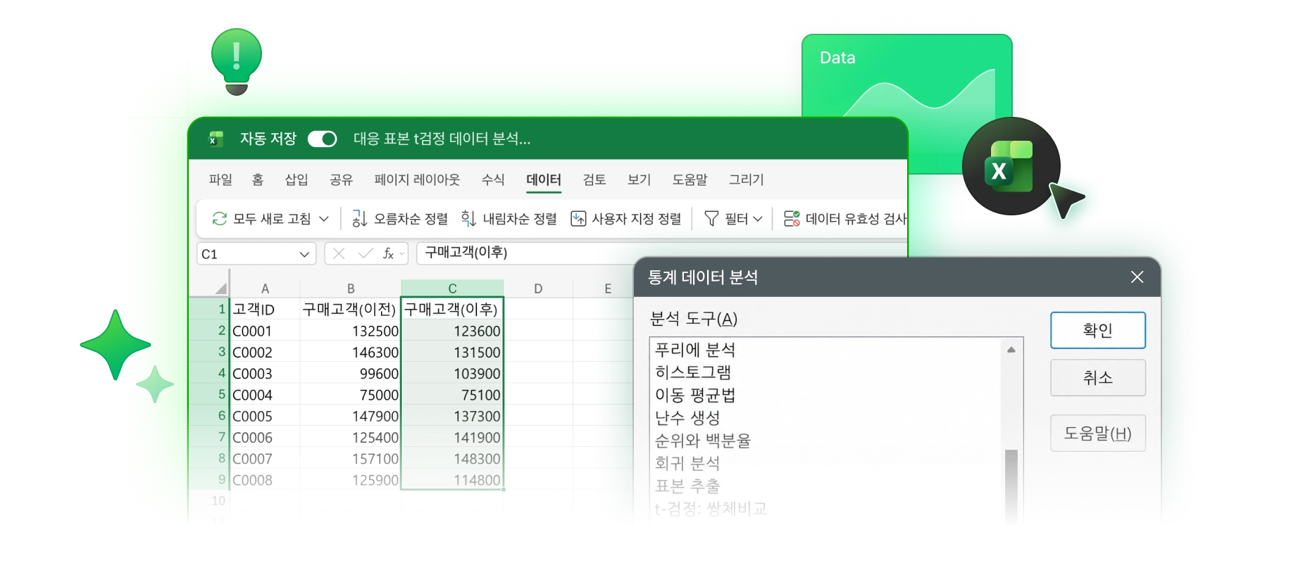 엑셀로 만든 데이터 분석 대시보드 예시