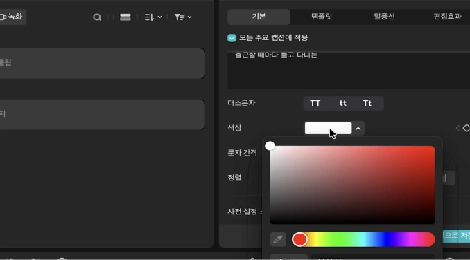 자막·사운드 설정 예시 이미지