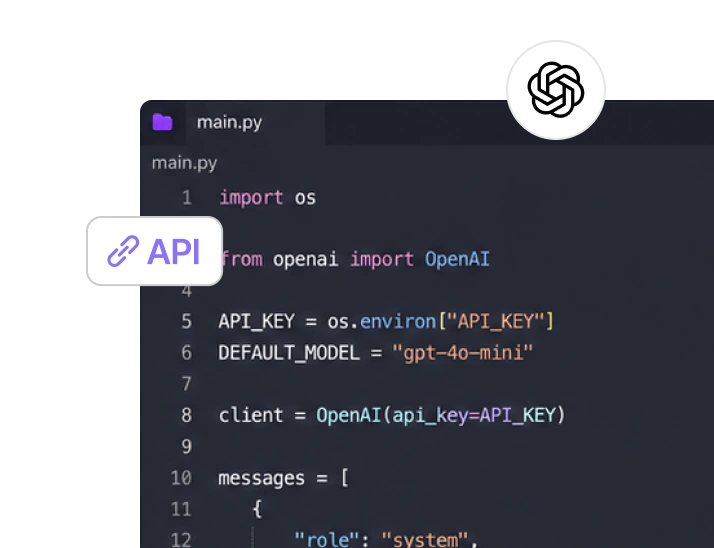 OpenAI API를 연결한 AI 서비스 완성 화면 예시